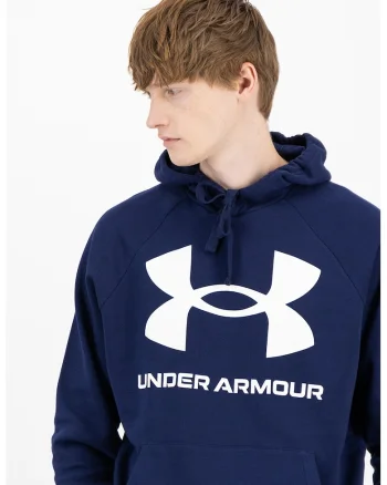 Hanorac din fleece cu imprimeu logo si maneci raglan, pentru fitness Rival, Alb/Bleumarin