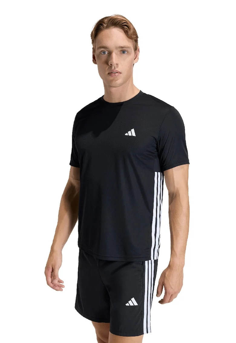 Tricou cu logo, pentru fitness We Bas, Alb/Negru