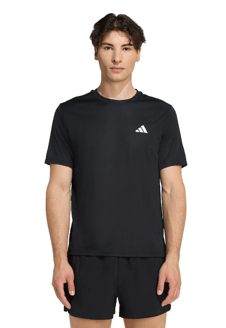 Tricou cu decolteu rotund, pentru fitness, Negru