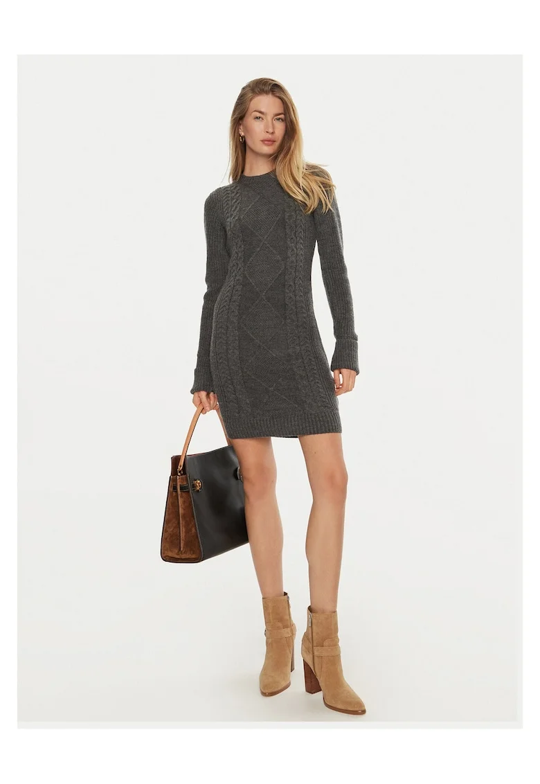 Rochie tricotata de dama  gri, fabricata din material de calitate