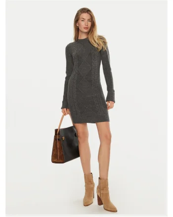 Rochie tricotata de dama  gri, fabricata din material de calitate