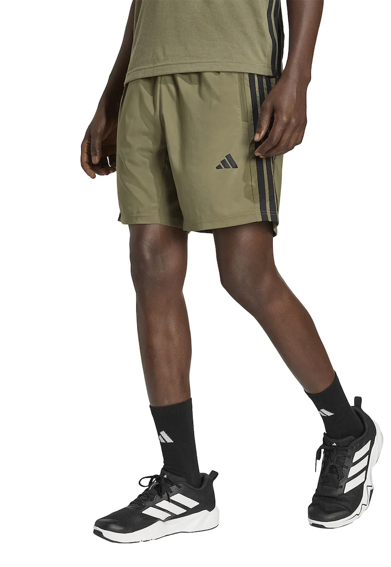 Pantaloni scurti cu buzunare cu fermoar pentru fitness Essentials, Negru/Verde masliniu