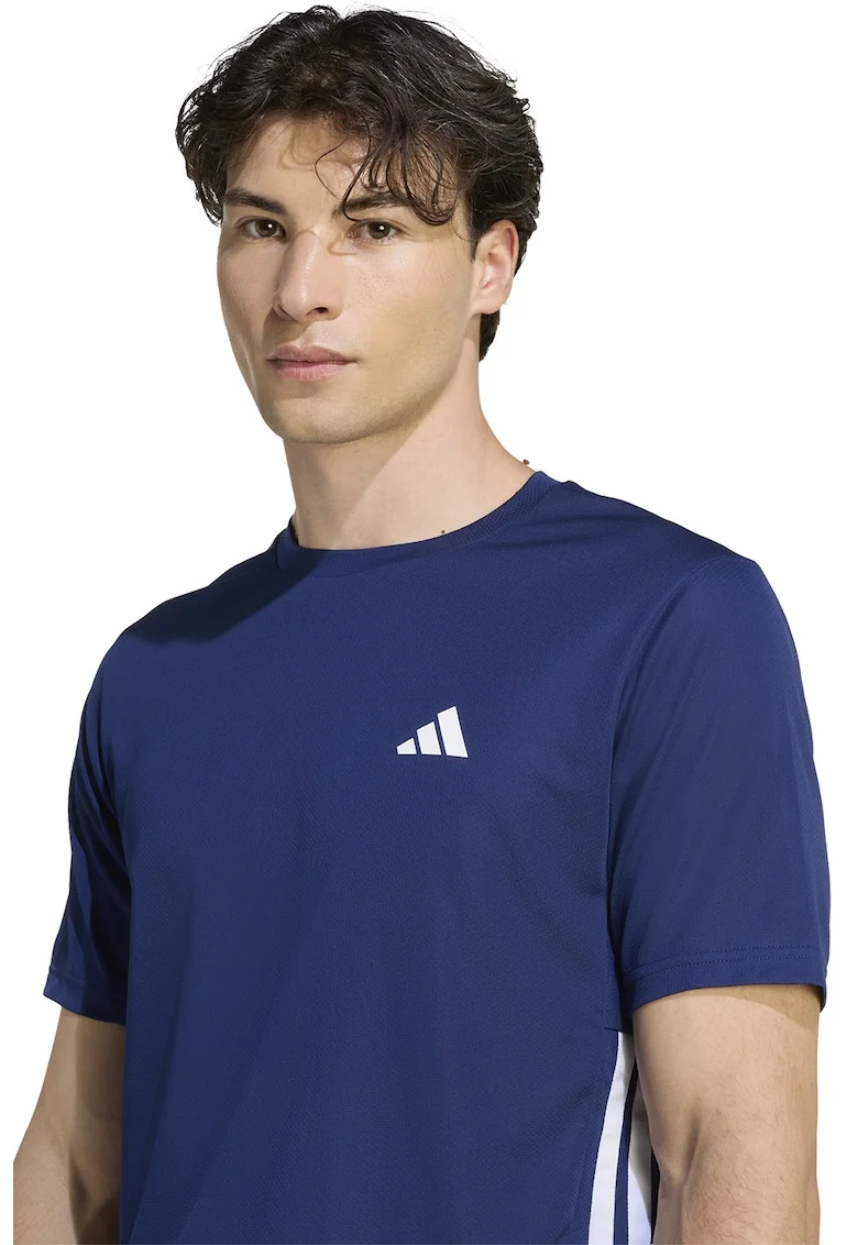 Tricou cu logo, pentru fitness We Bas, Alb/Albastru ultramarin