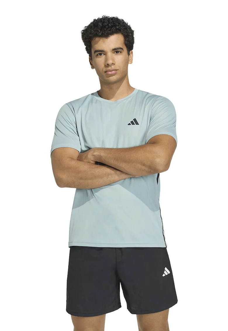 Tricou cu logo, pentru fitness We Bas, Negru/Albastru glaciar
