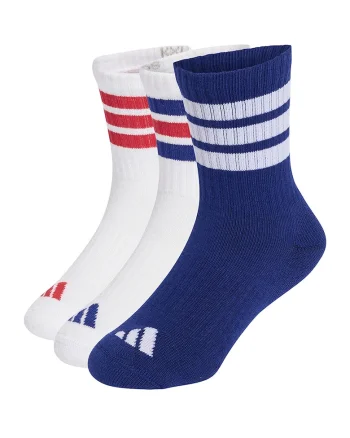 Set de 3 perechi de sosete lungi cu talpa dubla, Rosu/Albastru royal/Alb optic
