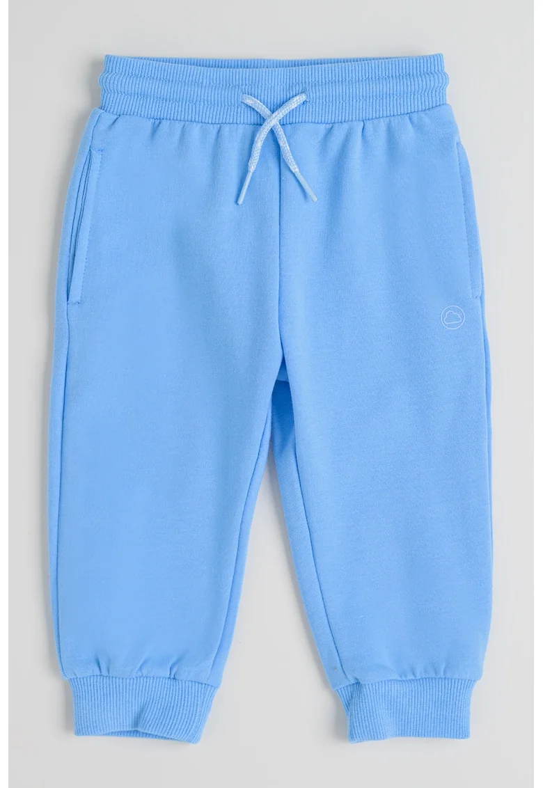 Pantaloni de trening din amestec de bumbac cu snur, Albastru glaciar