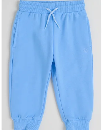 Pantaloni de trening din amestec de bumbac cu snur, Albastru glaciar