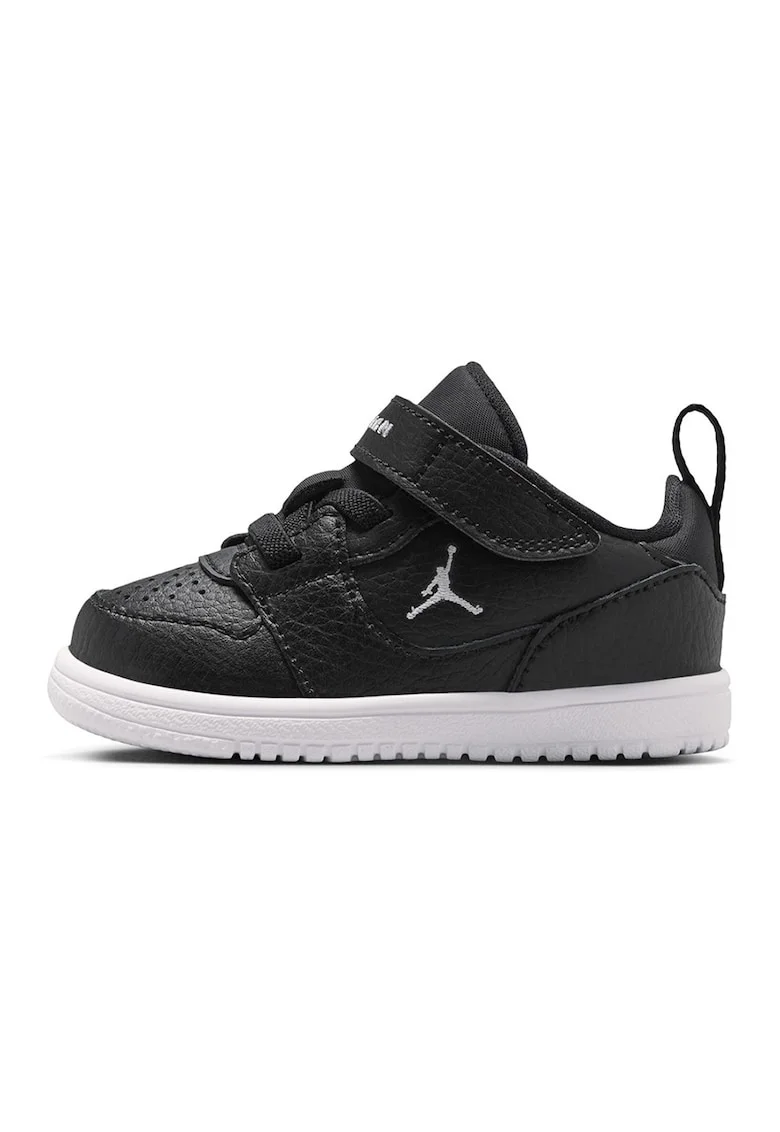 Pantofi Jordan Court Connect din piele si piele ecologica, pentru baschet, Negru/Alb optic