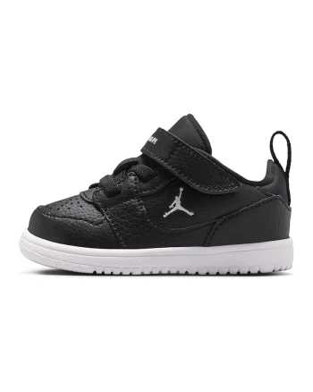 Pantofi Jordan Court Connect din piele si piele ecologica, pentru baschet, Negru/Alb optic