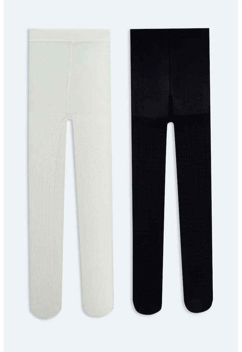 Set de dresuri cu model uni - 2 perechi, Alb/Negru