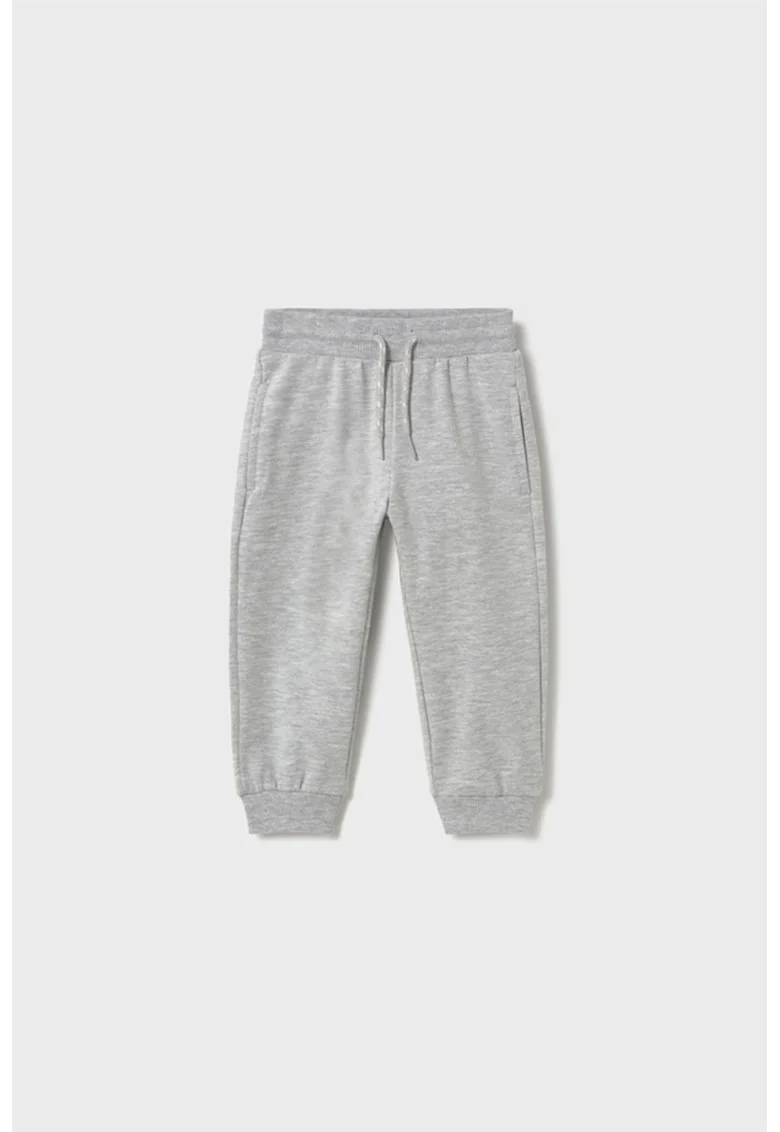 Pantaloni de trening din amestec de bumbac cu snur, Maro nisip/Grej