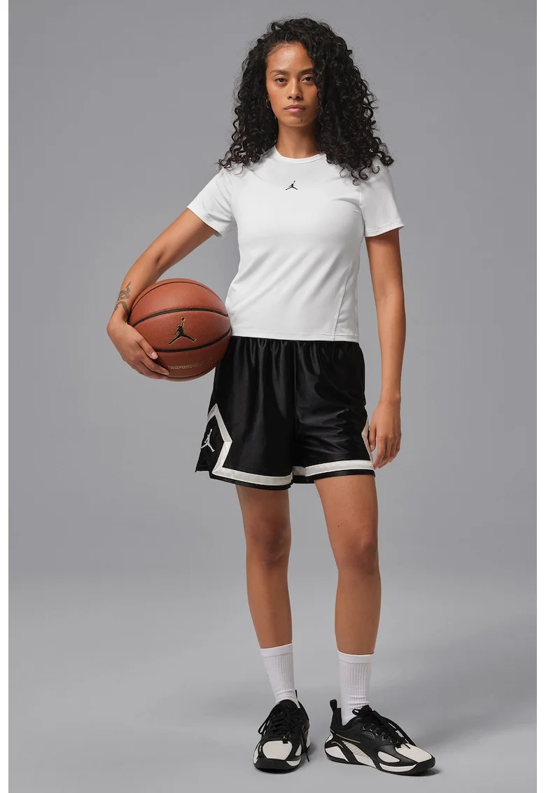 Tricou cu detaliu logo pentru fitness, Alb/Negru