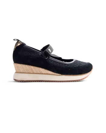 Espadrile Mary Jane wedge Lipa, Negru
