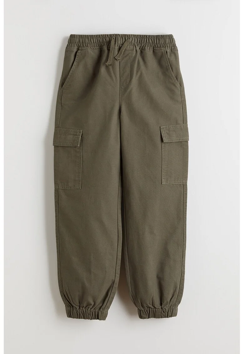 Pantaloni cargo cu model uni, Kaki