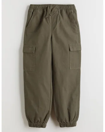 Pantaloni cargo cu model uni, Kaki