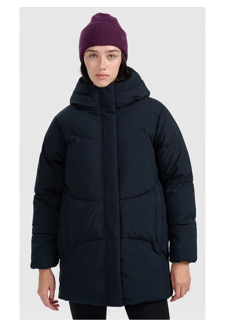 Geaca puf dama  oversize, hidrofoba, neagra, poliester