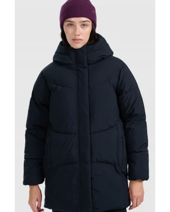 Geaca puf dama  oversize, hidrofoba, neagra, poliester