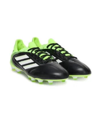 Pantofi sport piele naturala, pentru fotbal, Negru/Verde neon