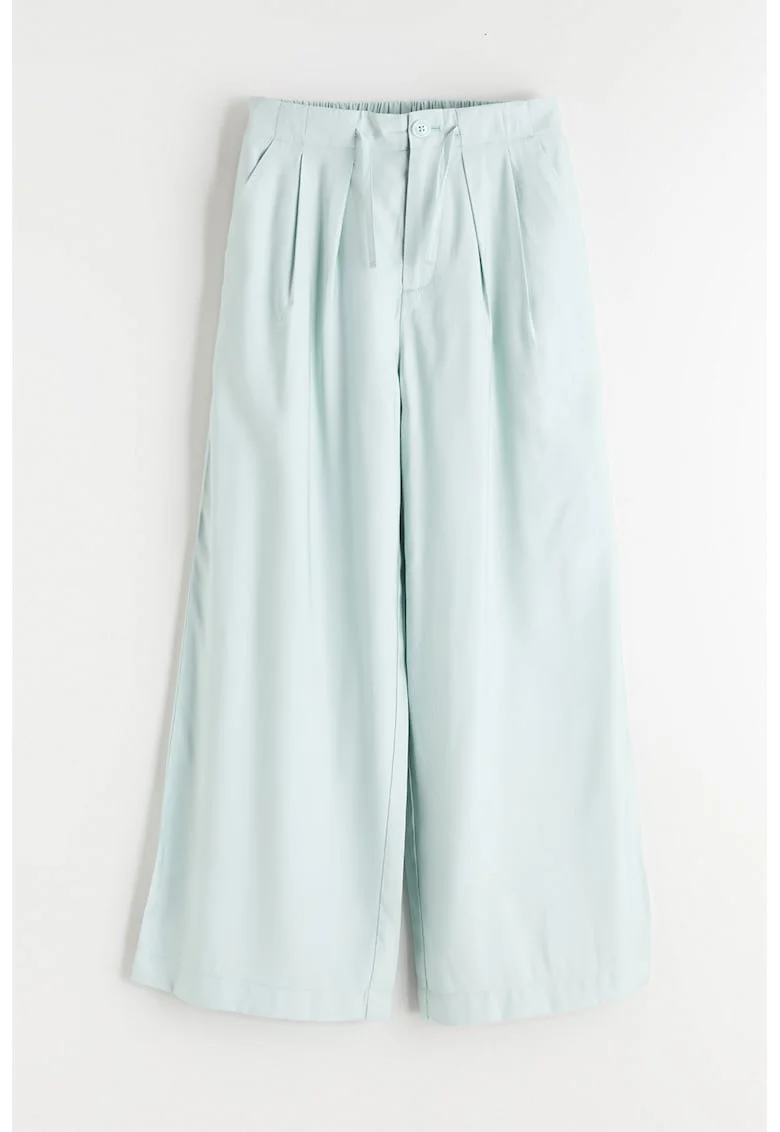 Pantaloni cu croiala ampla si snur, Albastru aquamarin