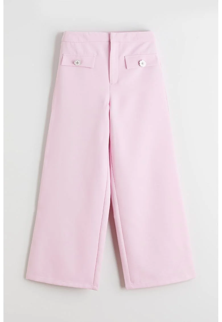 Pantaloni cu croiala ampla si buzunare false, Roz pastel