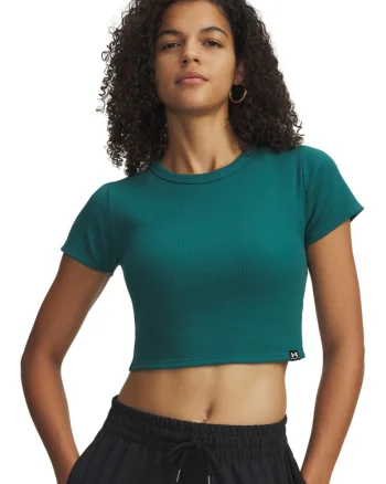 Tricou crop slim fit Rival, Alb/Verde