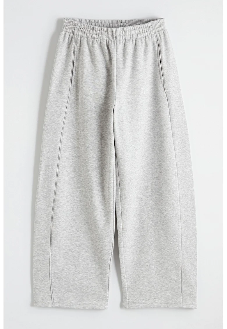 Pantaloni cu croiala ampla si talie elastica, Gri deschis