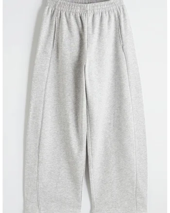 Pantaloni cu croiala ampla si talie elastica, Gri deschis