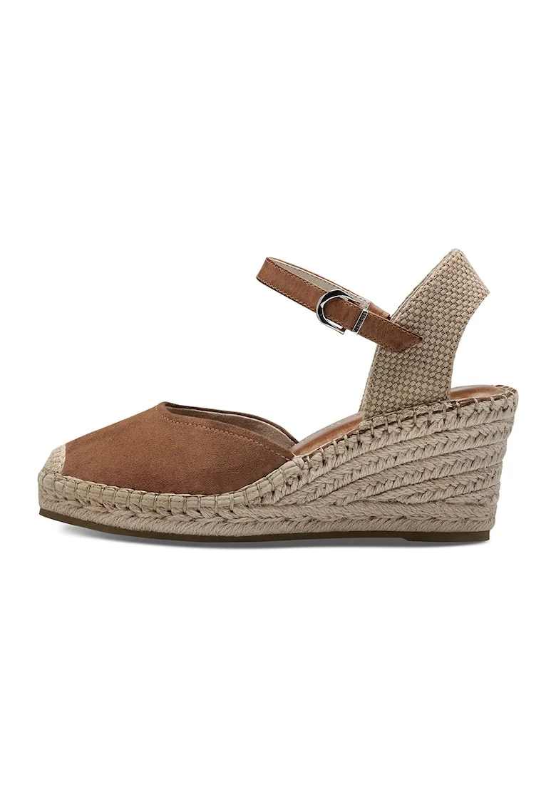 Espadrile wedge cu aspect impletit, Maro scortisoara