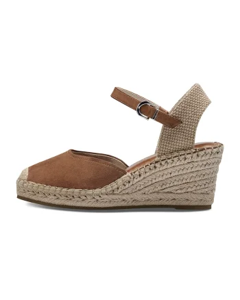 Espadrile wedge cu aspect impletit, Maro scortisoara