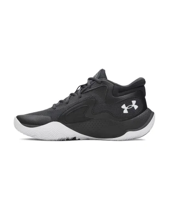Pantofi mid-cut Jet '25 cu detaliu logo pentru baschet, Alb/Negru/Gri antracit