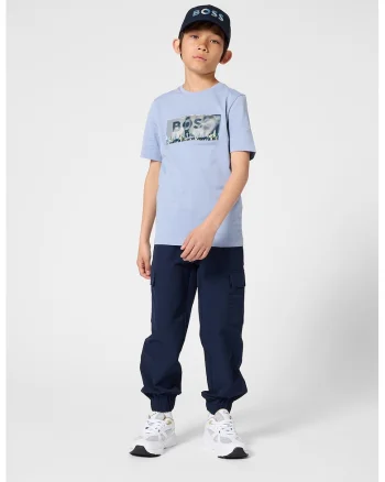 Pantaloni relaxed fit cu snur, Albastru ultramarin