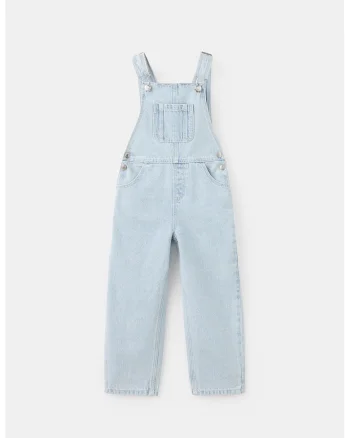 Salopeta din denim cu buzunar pe piept, Albastru deschis