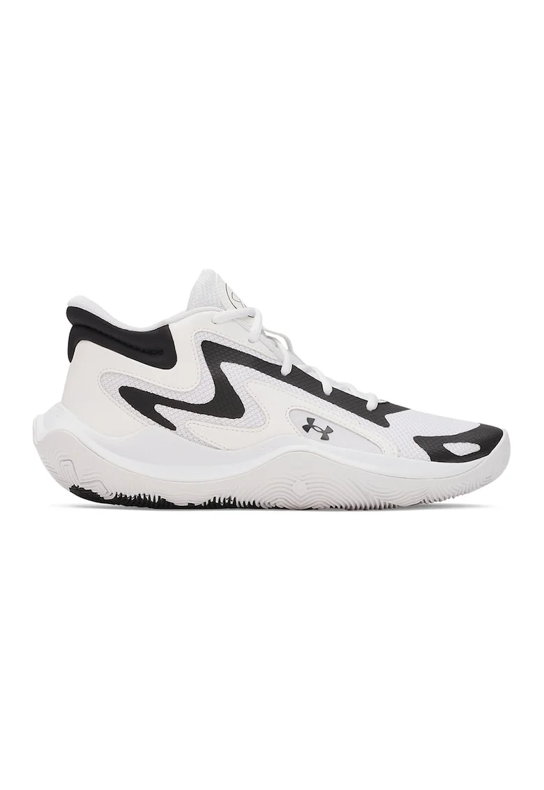 Pantofi mid-cut Jet '25 cu detaliu logo pentru baschet, Alb/Negru