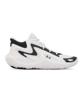 Pantofi mid-cut Jet '25 cu detaliu logo pentru baschet, Alb/Negru
