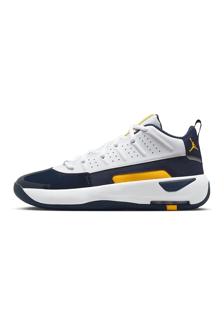 Pantofi mid-cut Jordan Max Aura 7 pentru baschet, Alb/Galben/Bleumarin