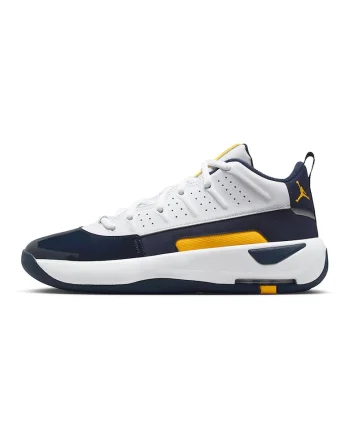 Pantofi mid-cut Jordan Max Aura 7 pentru baschet, Alb/Galben/Bleumarin
