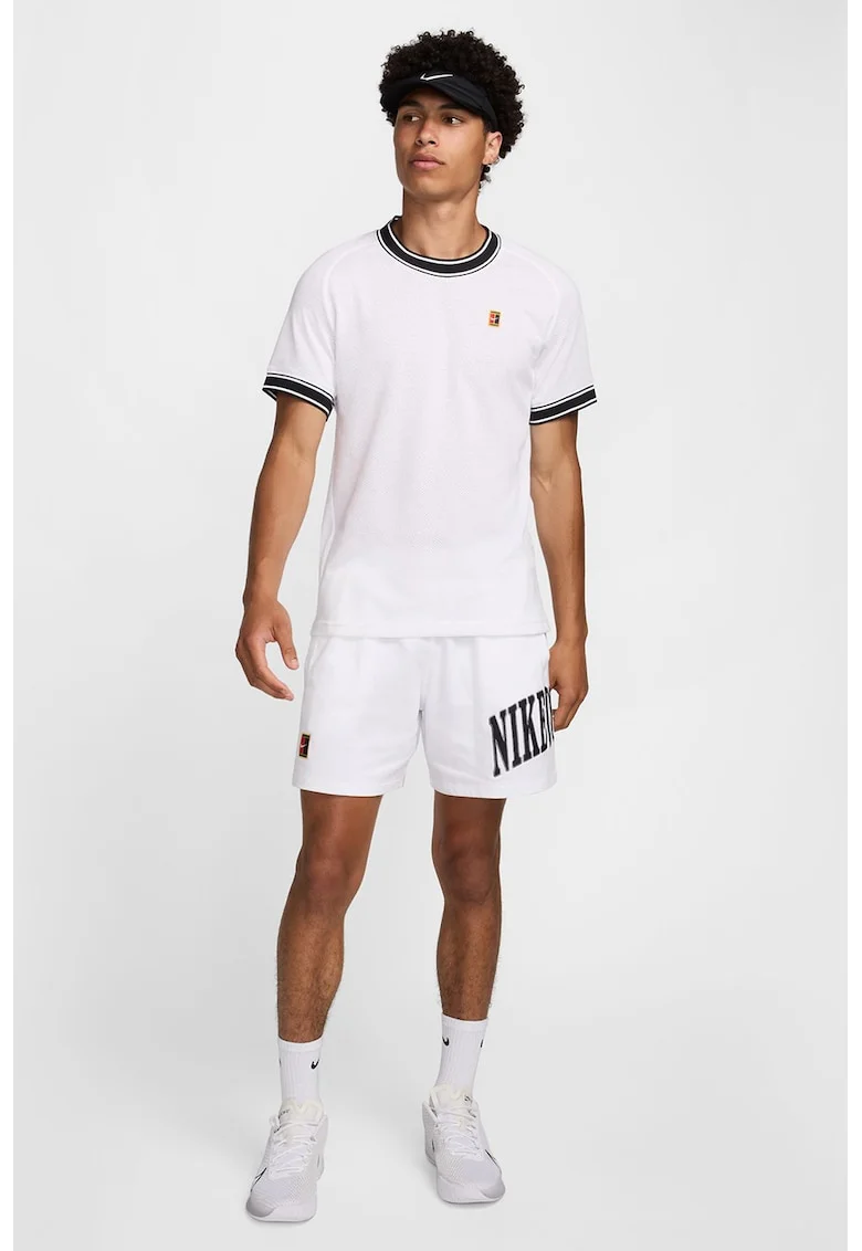Tricou cu decolteu la baza gatului pentru tenis, Negru/Negru stins/Alb murdar