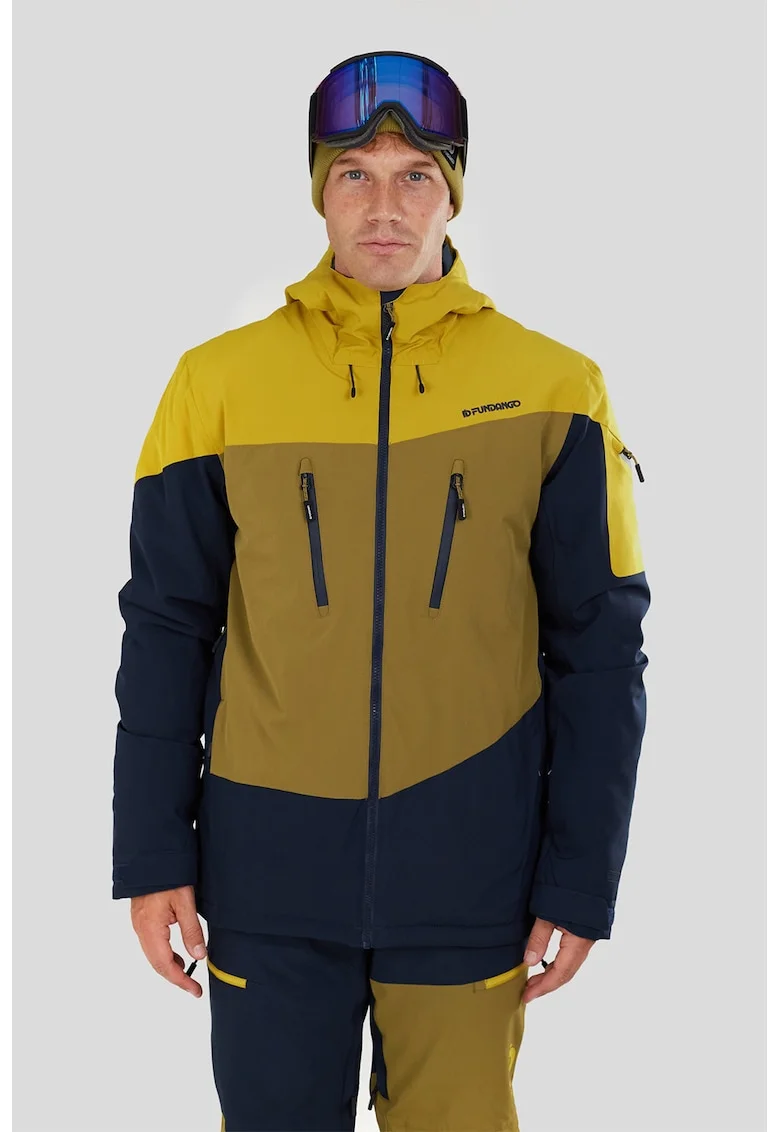Jacheta cu model colorblock, pentru schi Privet Allmountain, Albastru ultramarin/Galben mustar