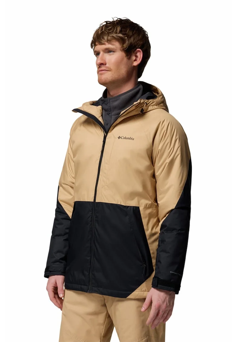 Geaca cu gluga, pentru schi Snowy Summit, Negru/Maro camel