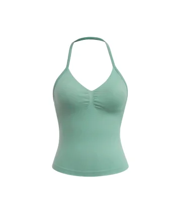 Top cu decolteu halter Scene, Verde deschis