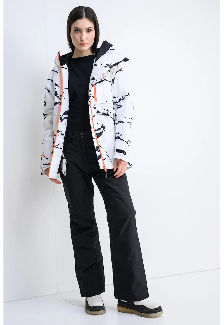 Jacheta impermeabila cu model abstract pentru ski Venom, Alb/Negru