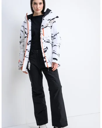 Jacheta impermeabila cu model abstract pentru ski Venom, Alb/Negru