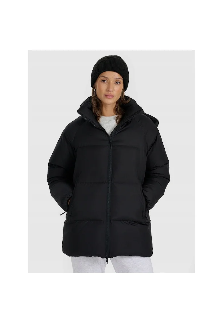 Geaca de puf  pentru femei, neagra, umplutura naturala, croiala oversized