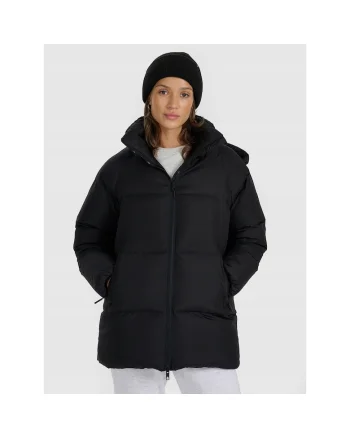 Geaca de puf  pentru femei, neagra, umplutura naturala, croiala oversized