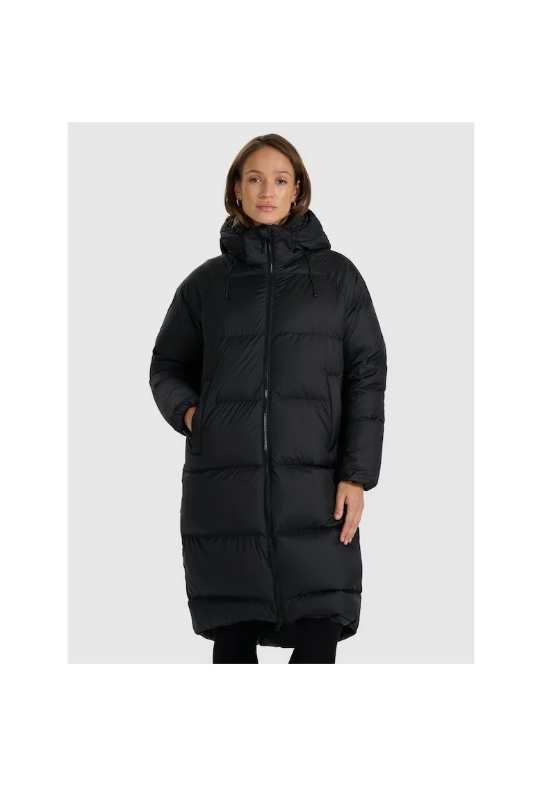 Geaca de puf  dama, negru, umplutura naturala, croiala oversize