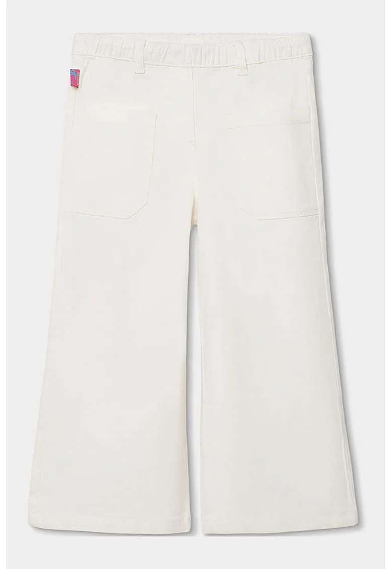 Blugi ampli cu talie elastica, Crem