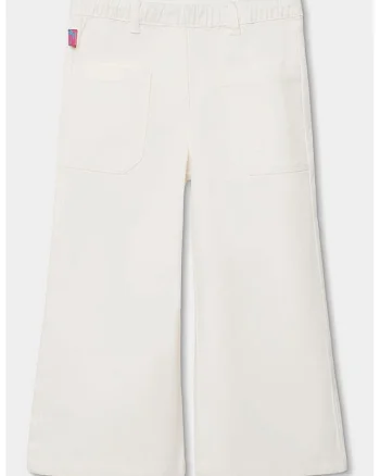 Blugi ampli cu talie elastica, Crem