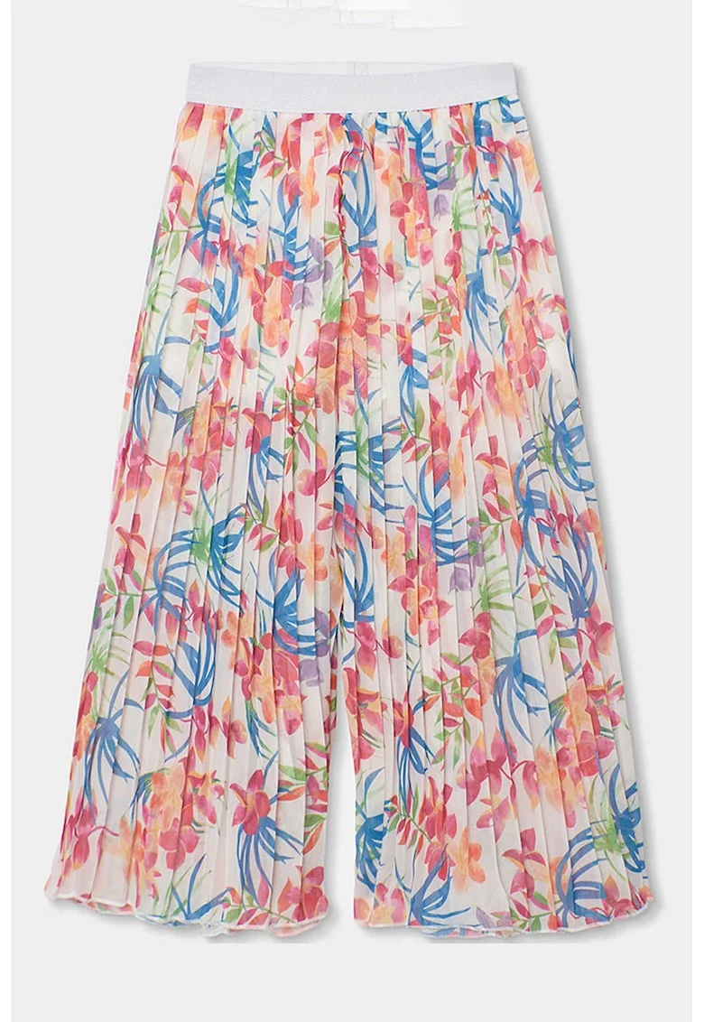Pantaloni ampli cu model floral, Multicolor