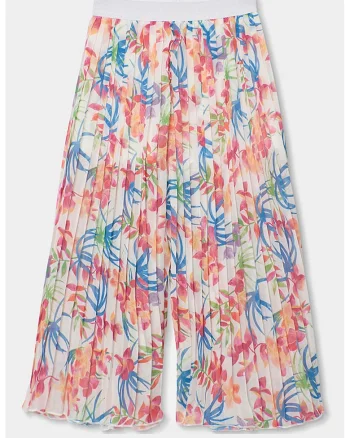 Pantaloni ampli cu model floral, Multicolor