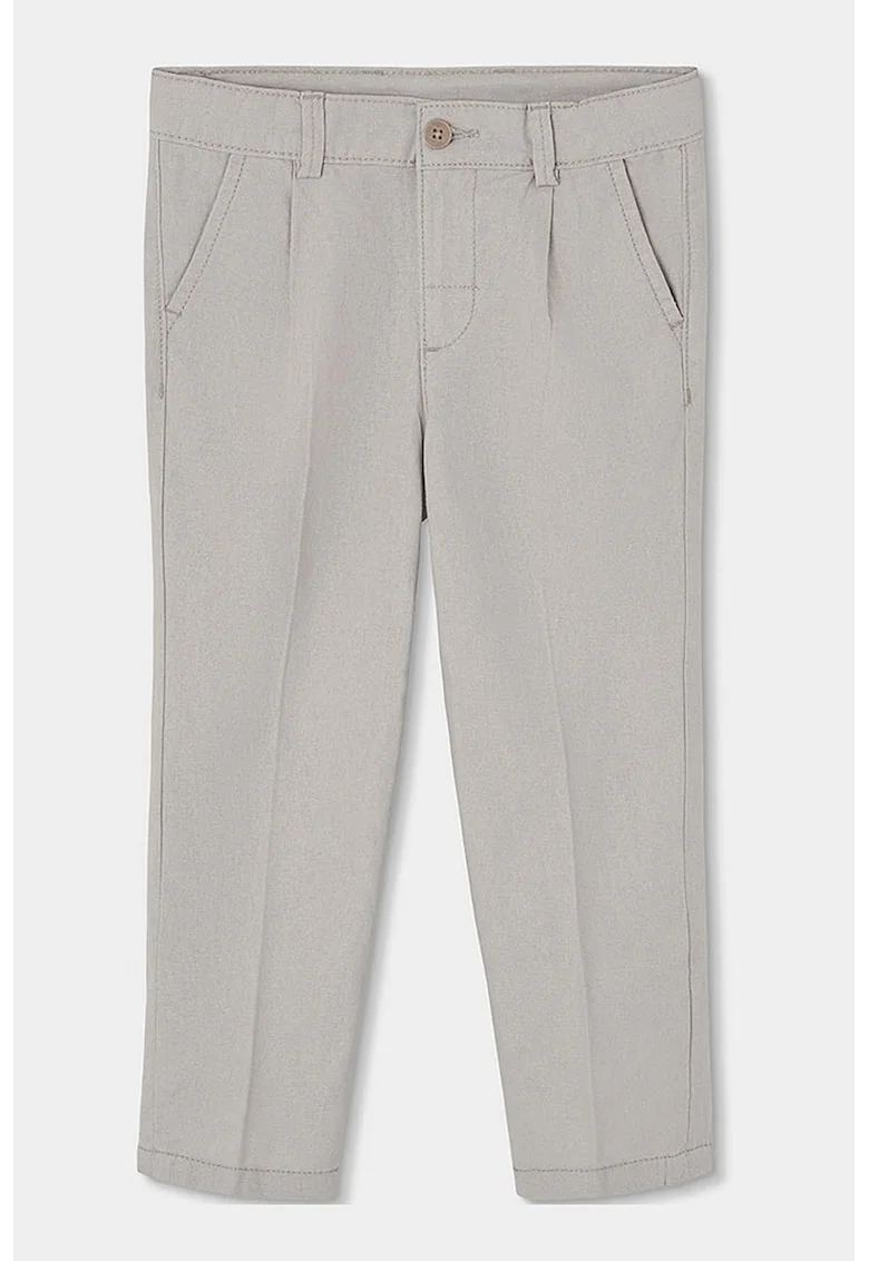 Pantaloni chino din amestec de in, Gri